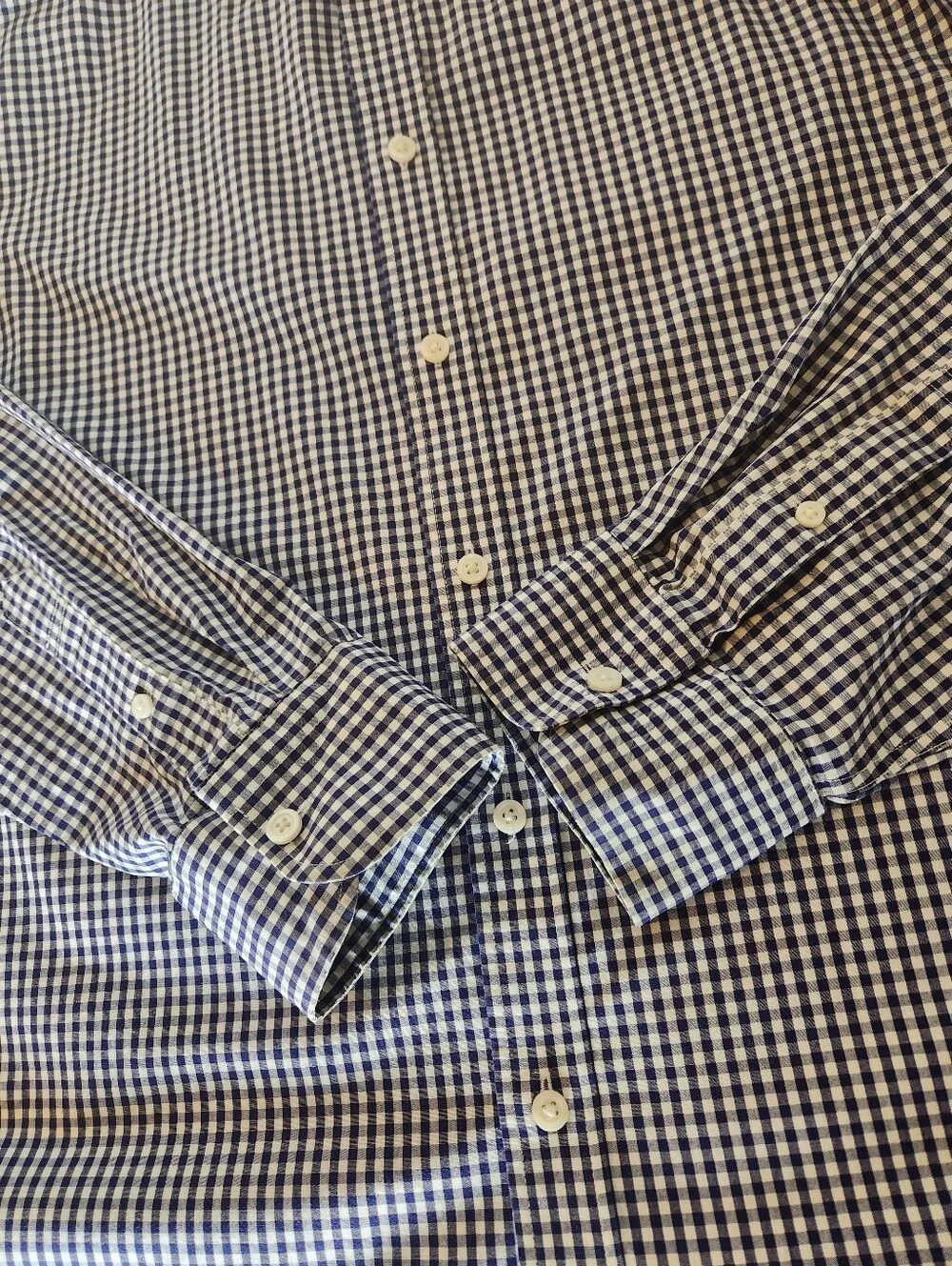 J.Crew XL Flex Wrinkle Free Gingham Button Down Shirt Slim Fit Navy Cotton